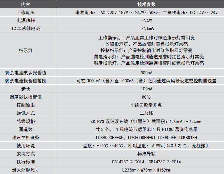 LDT9104EH組合式<a href=http://www.szqiyi.com.cn/dianqihuozai/ target=_blank class=infotextkey>電氣火災(zāi)監(jiān)控</a>探測器參數(shù)